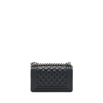 Chanel Small Boy Bag Caviar Black Ruthenium Sliver Hardware (Microchipï¼