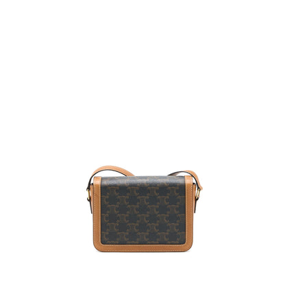 Celine Teen Triomphe Purse In Triomphe Canvas / Nature Calfskin