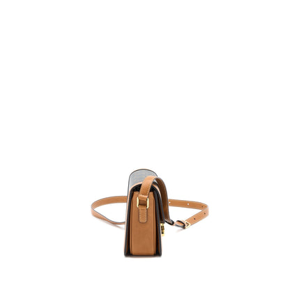Celine Teen Triomphe Purse In Triomphe Canvas / Nature Calfskin