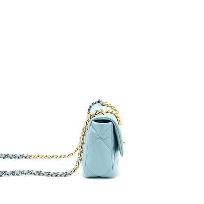 Chanel Small 19 Bag Lambskin Light Blue Multicolour Hardware