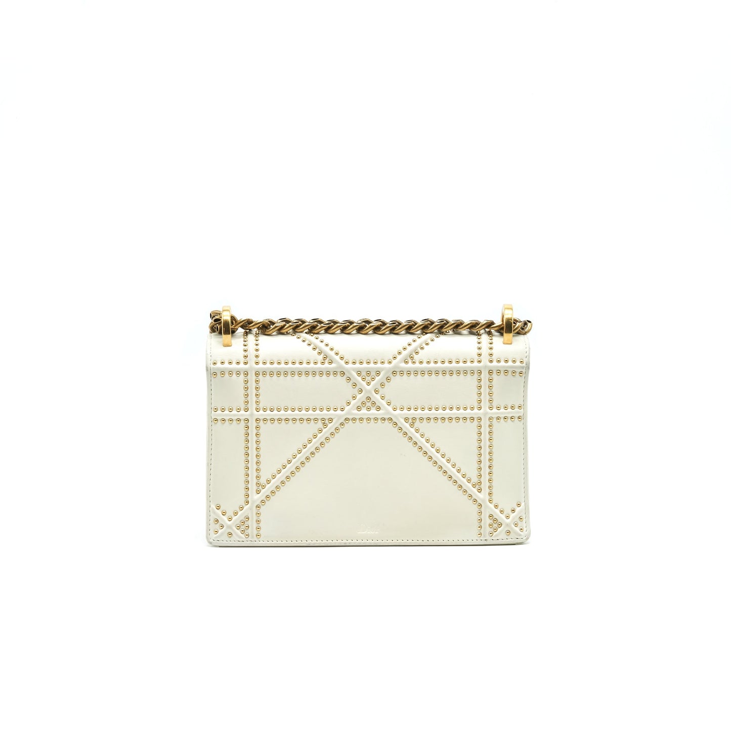 DIOR DIORAMA STUDDED LAMBSKIN SMALL WHITE WITH GHW