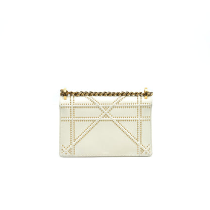 DIOR DIORAMA STUDDED LAMBSKIN SMALL WHITE WITH GHW