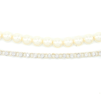 Chanel CC Logo Bracelet Pearl/Crystal Light Gold Tone