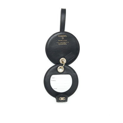 CHANEL QUILTED LUGGAGE TAG LAMBSKIN BLACK LGHW