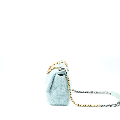 Chanel 22B Small 19 Bag Tweed Light Green Multicolour Hardware (Micorchip)