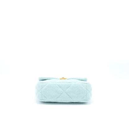 Chanel 22B Small 19 Bag Tweed Light Green Multicolour Hardware (Micorchip)