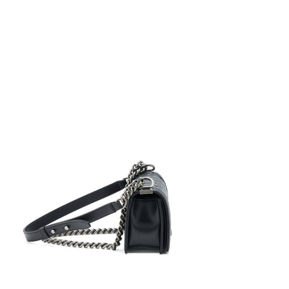 Chanel Small Boy Bag Caviar Black Ruthenium SHW (Microchip)