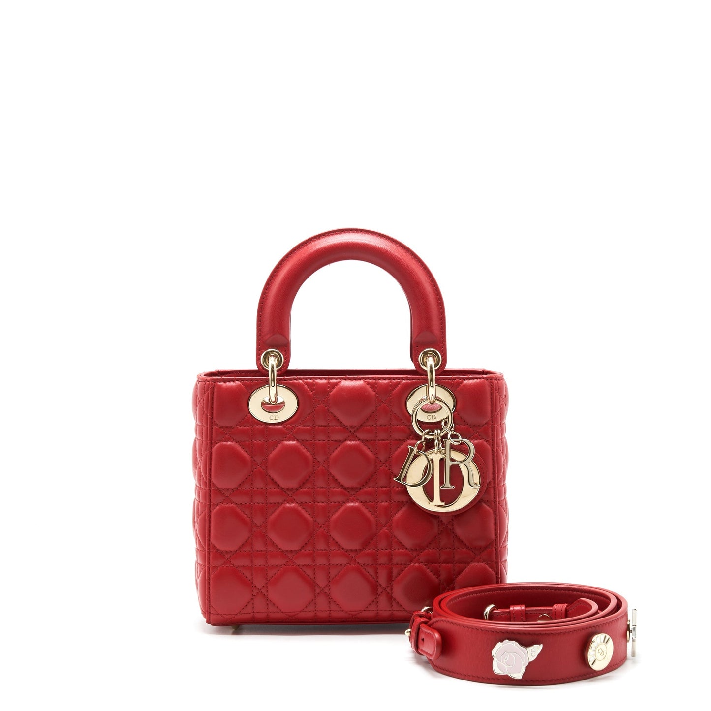 Dior Small Lady Dior Purse Lambskin Red
