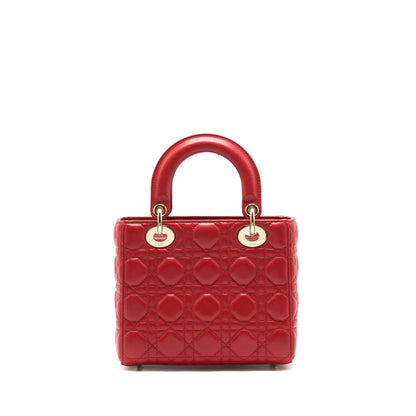 Dior Small Lady Dior Purse Lambskin Red
