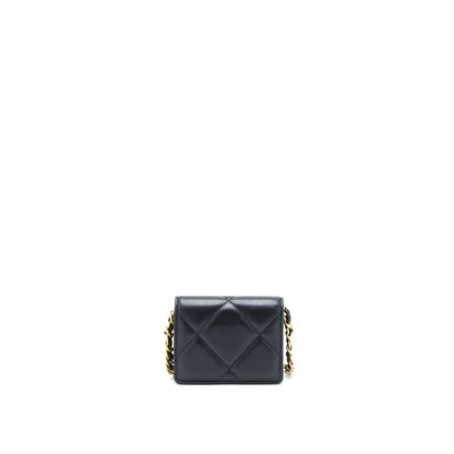 Chanel 19 Flap Card Holder with Chain Lambskin Black Multicolour Hardware