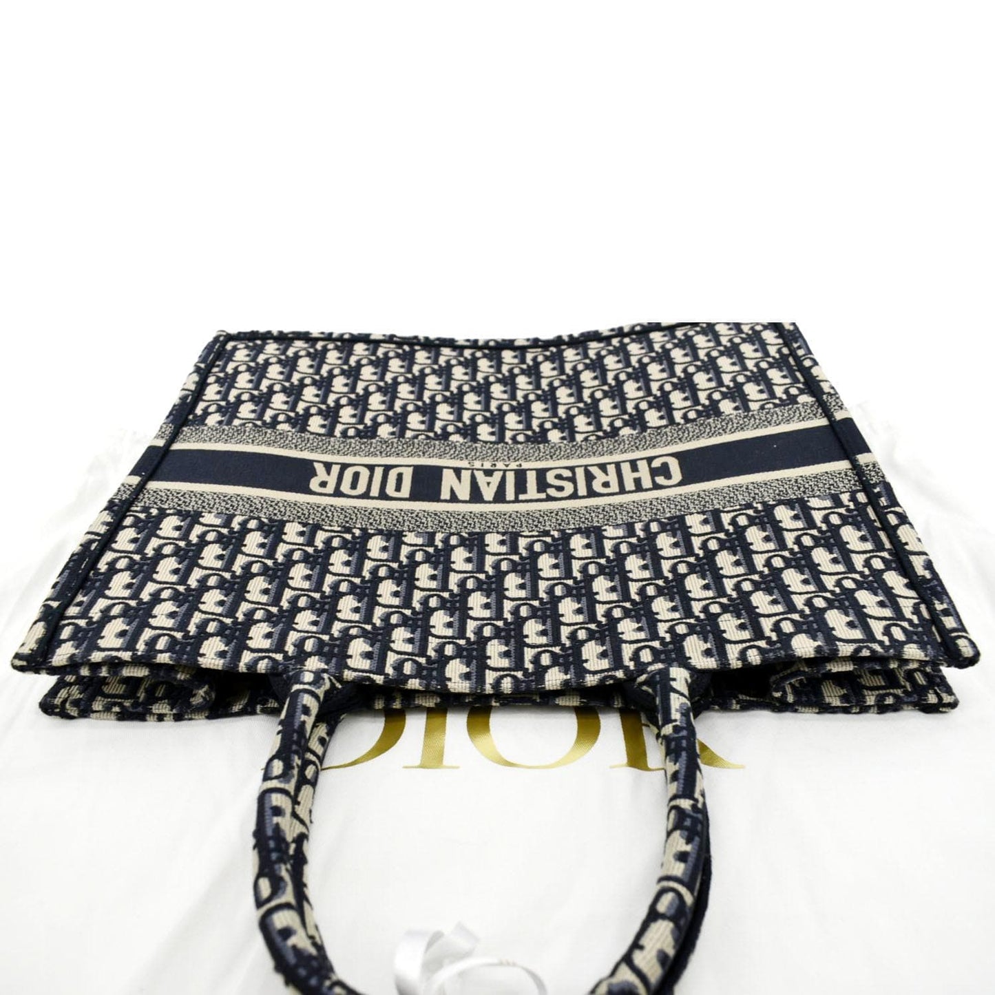 CHRISTIAN DIOR Large Book Oblique Embroidered Canvas Tote Bag Multicolor