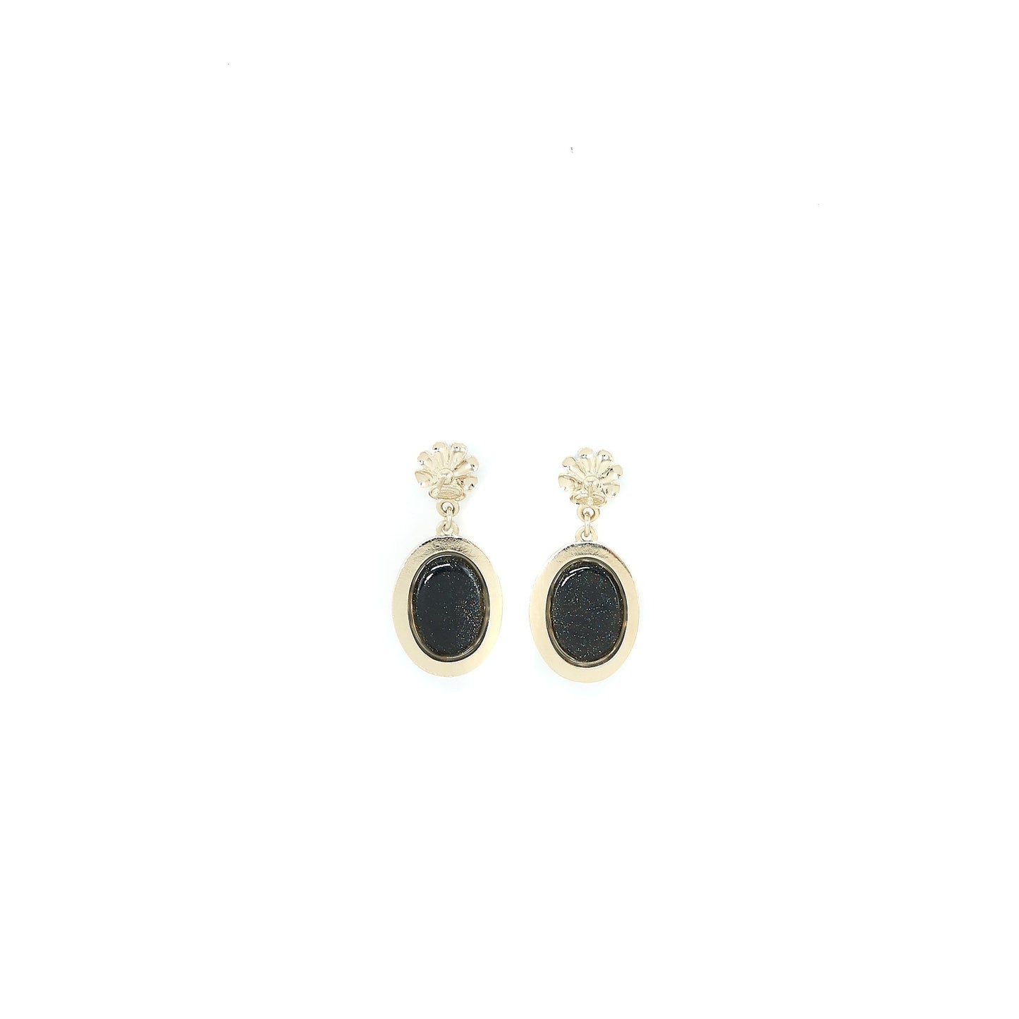 Chanel Round CC Logo Dropped  Black Crystal/Pearl Light Gold Tone