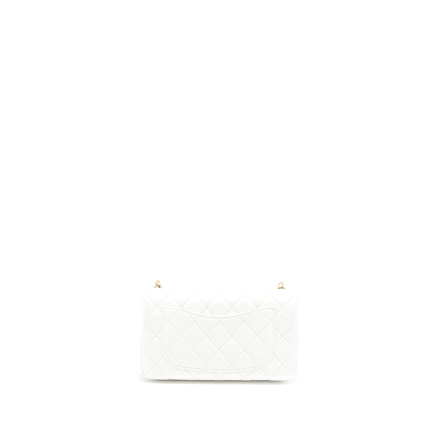 Chanel Pearl Crush Mini Rectangular Flap Bag Lambskin White GHW