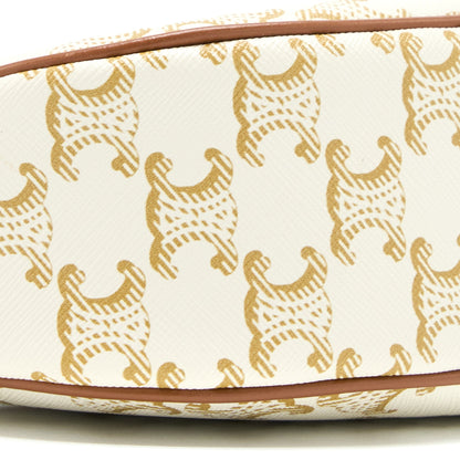 Celine Ava Purse In Triomphe Canvas And Calfskin White