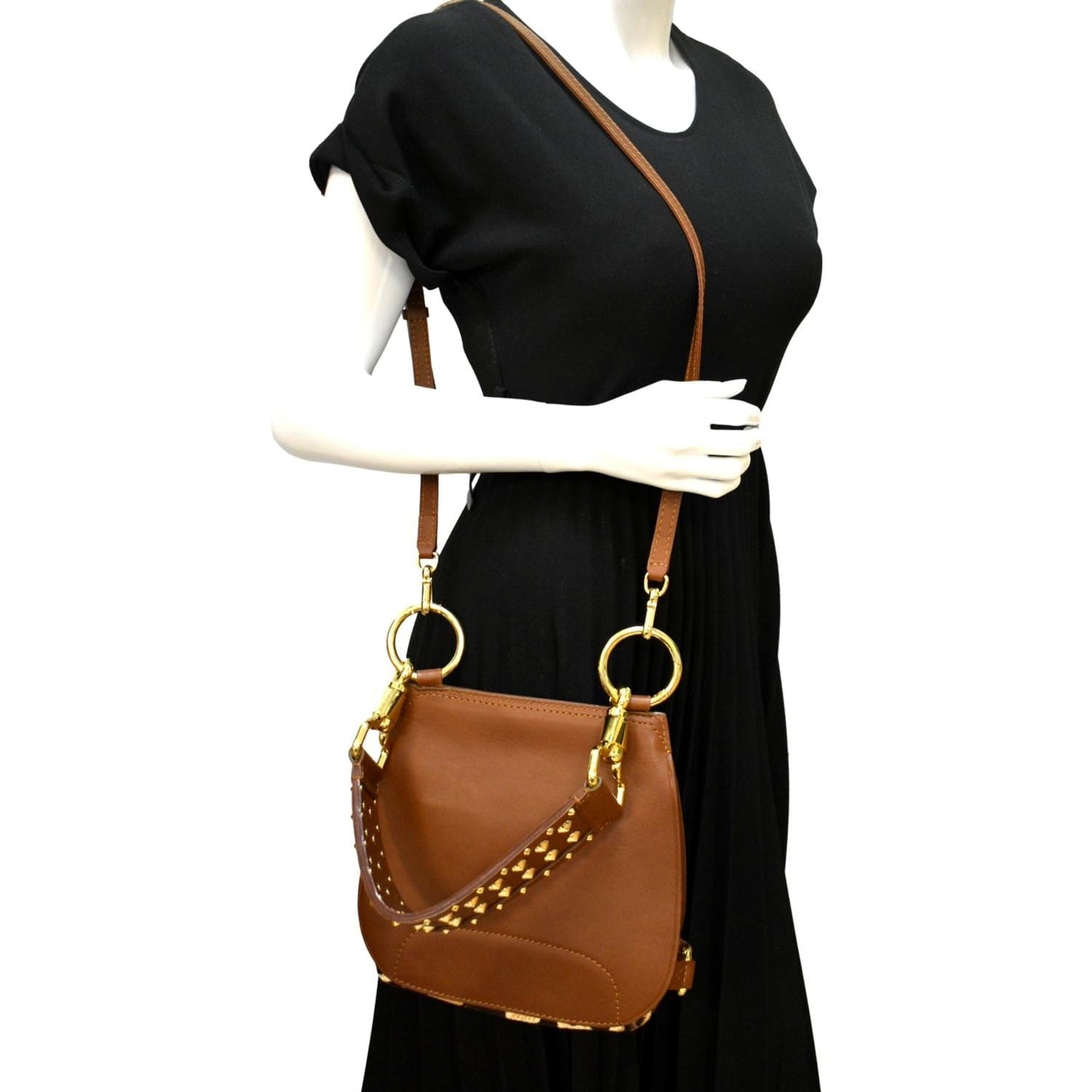 BURBERRY Bridle Pony Hair Leather Shoulder Bag Tan