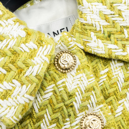 Chanel 22B Size 34 Jacket Wool/Silk Green/Ecru