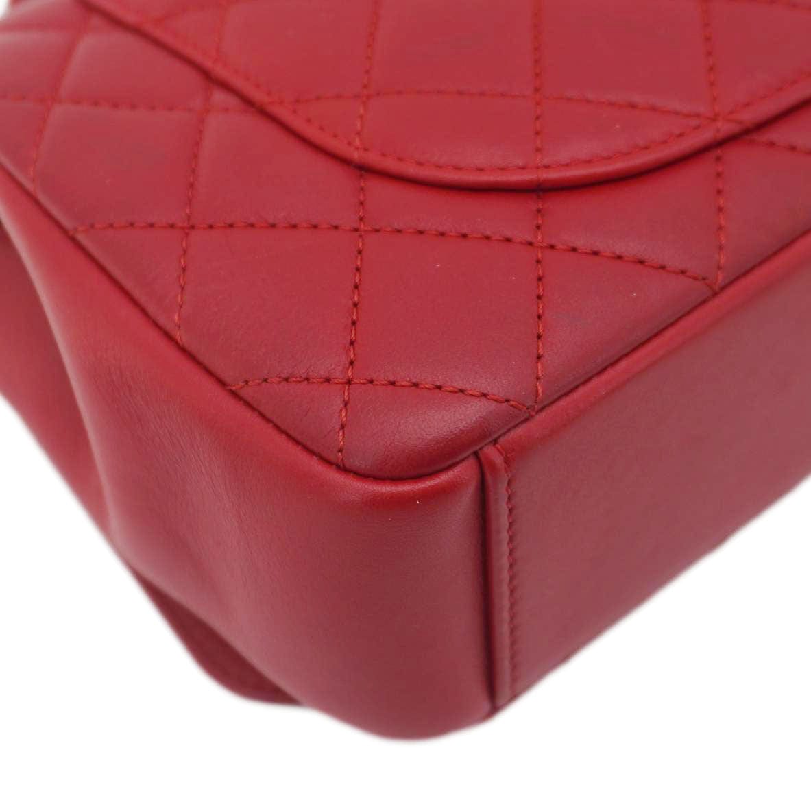 CHANEL CC Filigree Medium Flap Caviar Leather Crossbody Bag Red