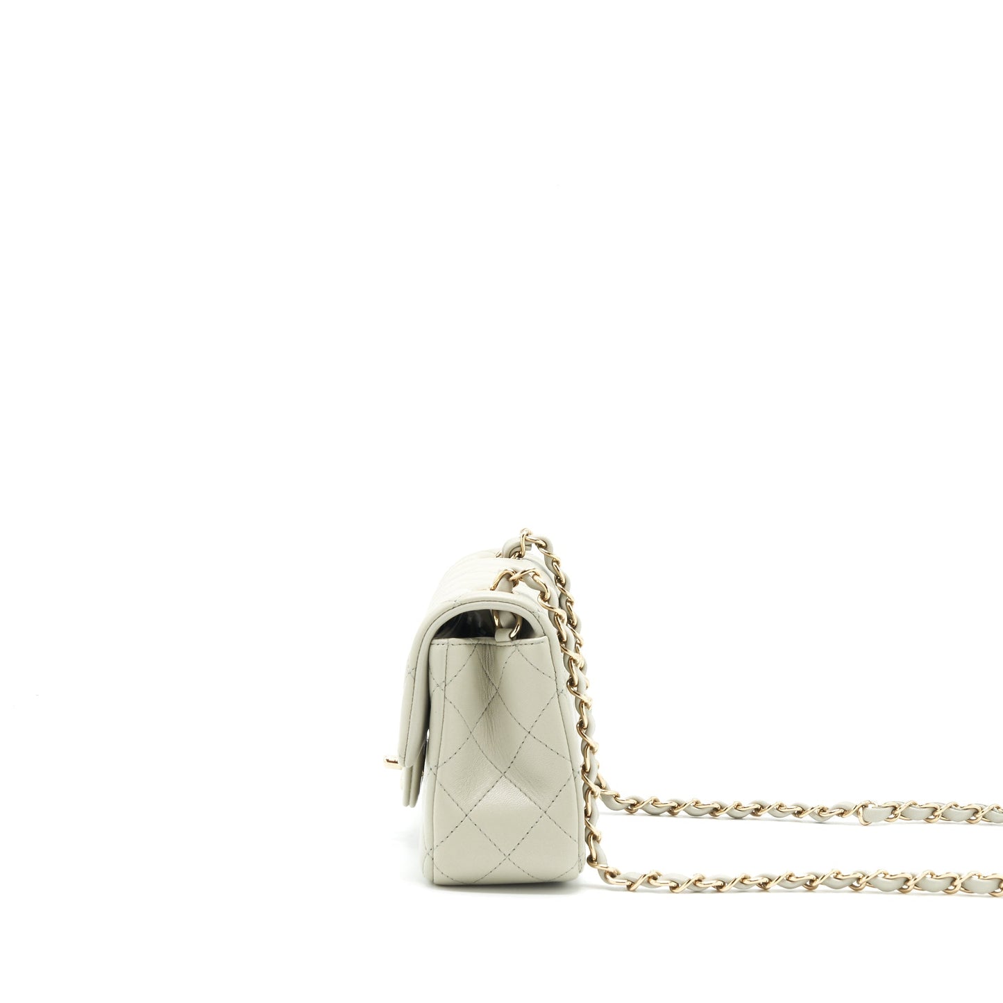 Chanel mini rectangular flap Bag Lambskin Light Grey LGHW (microchip)