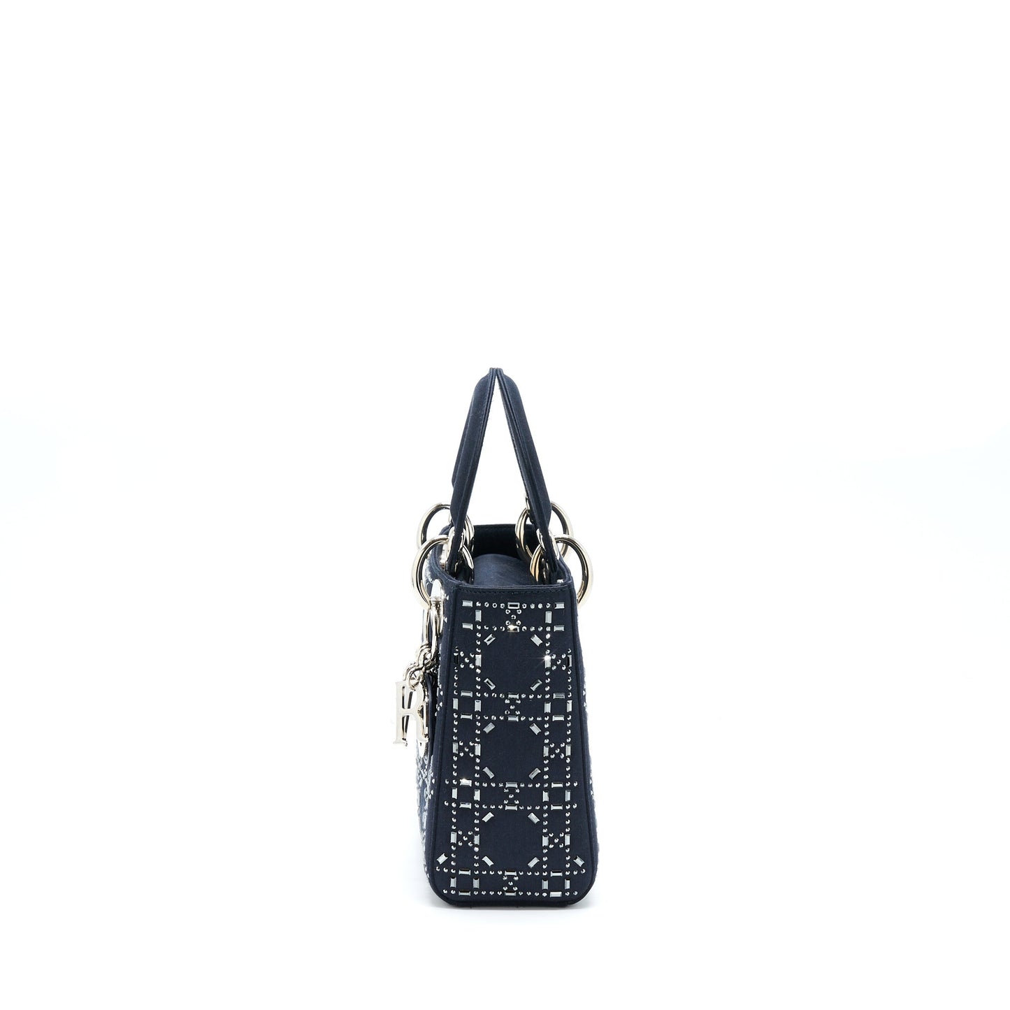 Dior Mini Lady Dior Satin Crystal Cannage Dark Blue