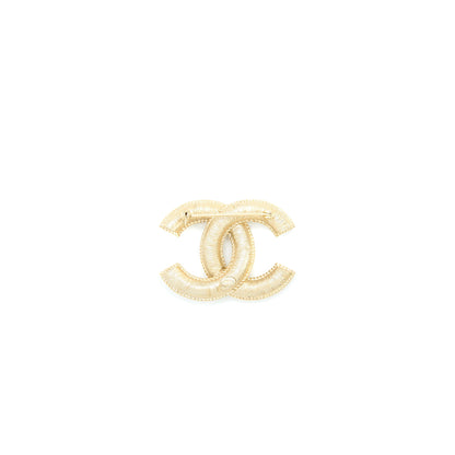 Chanel CC Logo/Pearl Brooch Light Gold Tone