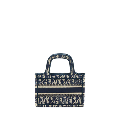 Dior Mini Book Tote Blue Oblique Embroidery