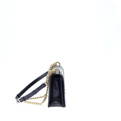 Dior Medium Diorama Calfskin Metallic Navy