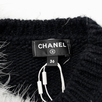 Chanel Size 36 23K pullover cashmere black / white