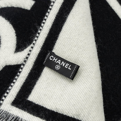 Chanel Letter/ CC Logo Cashmere Scarf Black/White