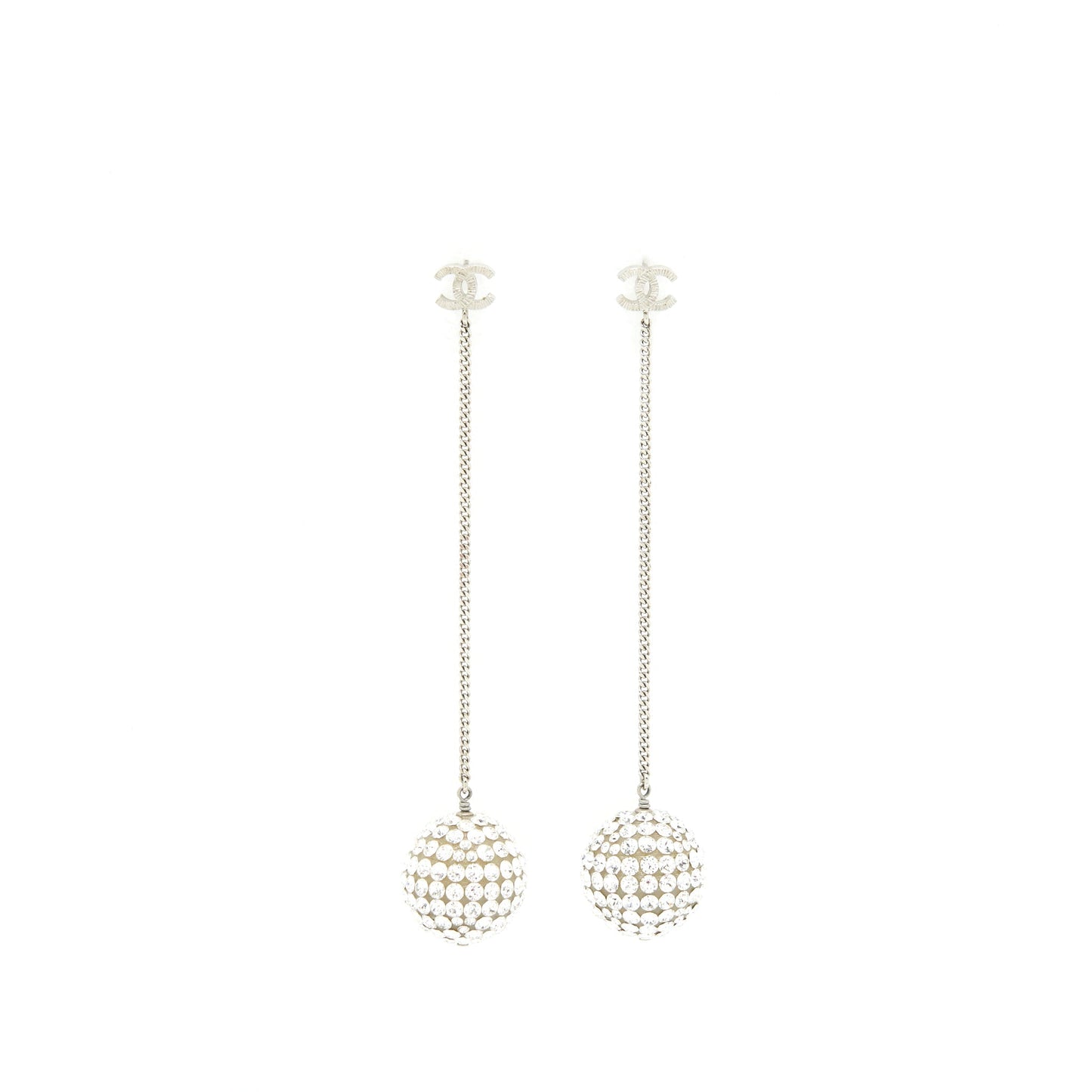 Chanel Drop Ball Crystal Earrings SHW