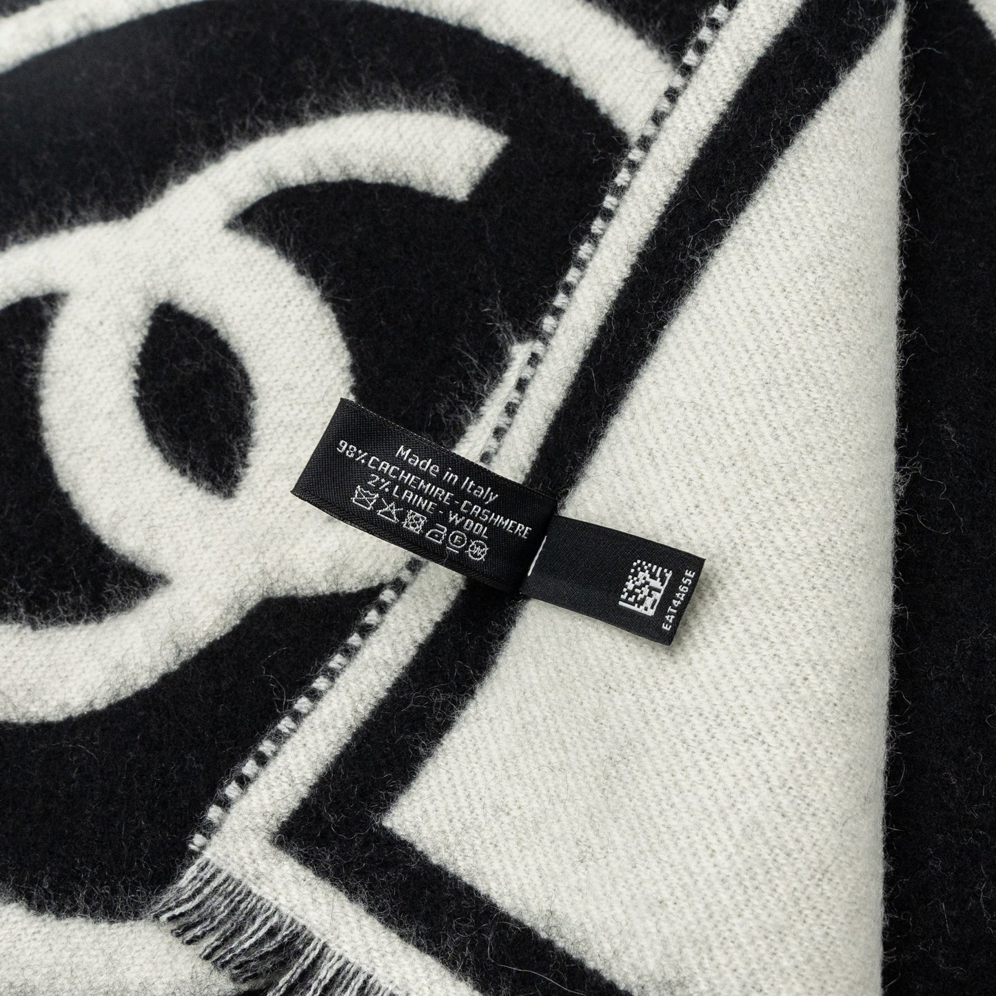 Chanel Letter/ CC Logo Cashmere Scarf Black/White