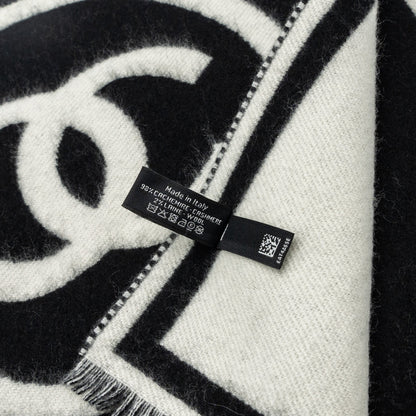 Chanel Letter/ CC Logo Cashmere Scarf Black/White