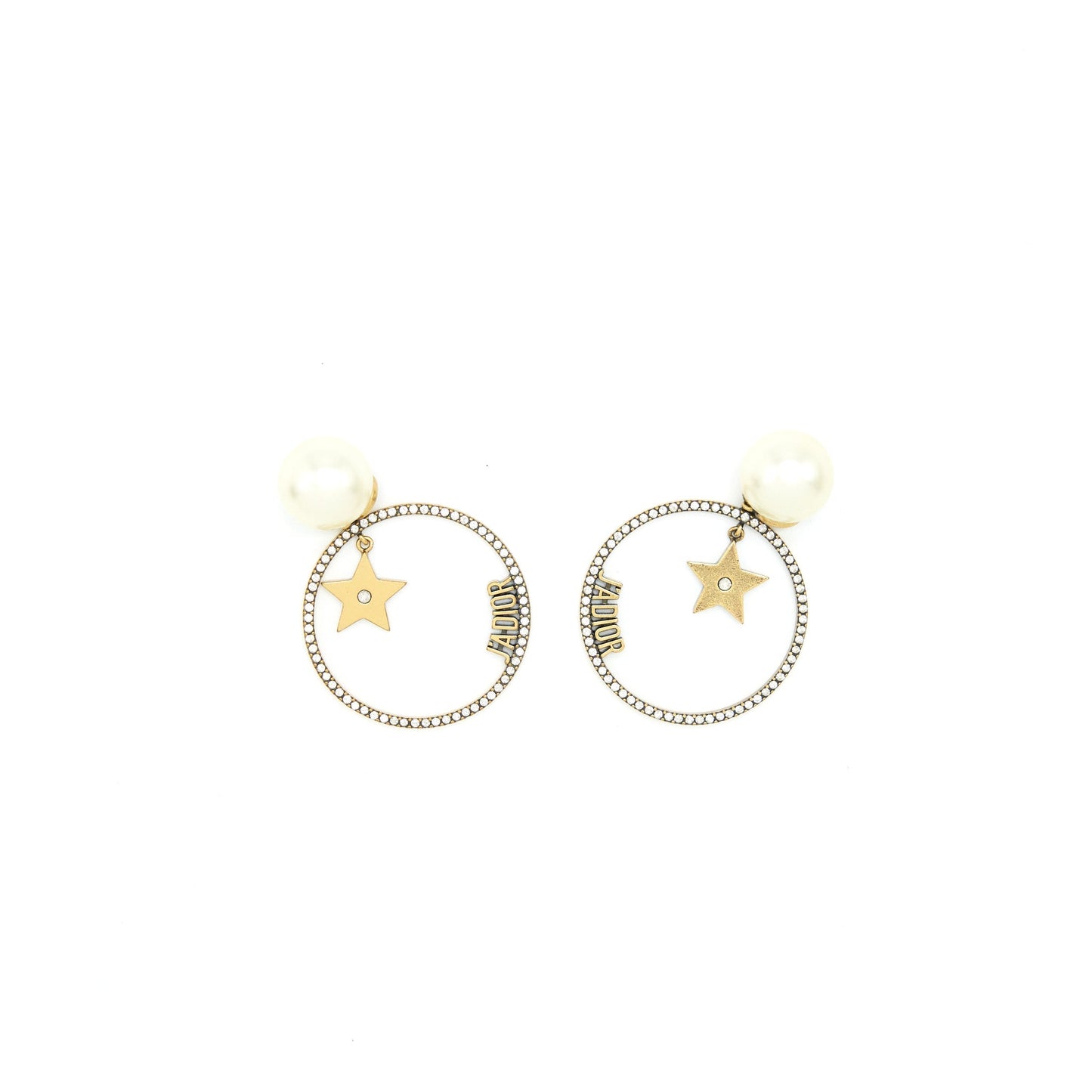 Dior J'adior Round Drop Pearl Earrings With Crystal