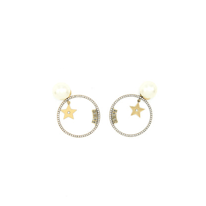Dior J'adior Round Drop Pearl Earrings With Crystal