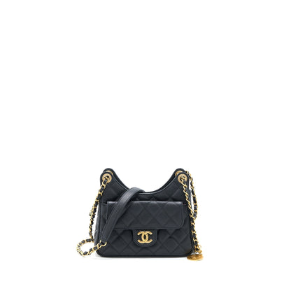 Chanel Small Hobo Bag Caviar Black GHW (Microchip)