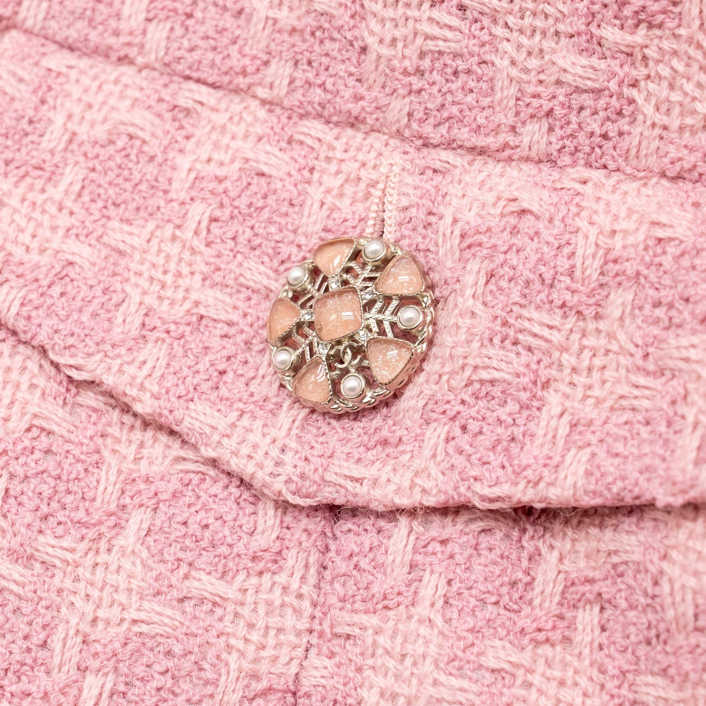 Chanel Size 34 19B Detailed Button Jacket Wool Pink