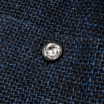 Chanel Size 36 21B Crystal Button Jacket Wool/Polyamide Navy Blue