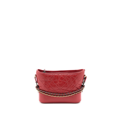 Chanel Small Gabrielle Hobo Bag Aged Calfskin Red Multicolour Hardware
