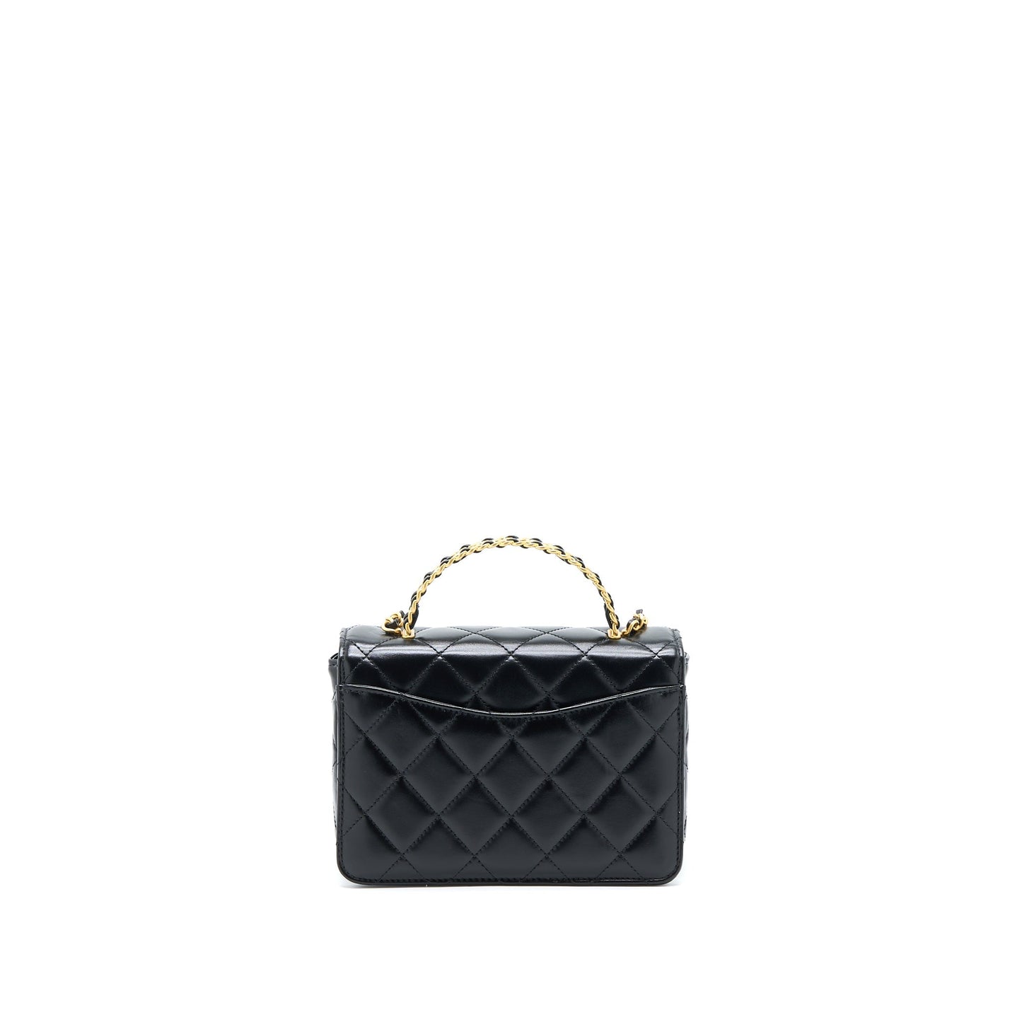 Chanel 23p Flap Bag with Top Handle Shiny Calfskin Black GHW (Microchip)