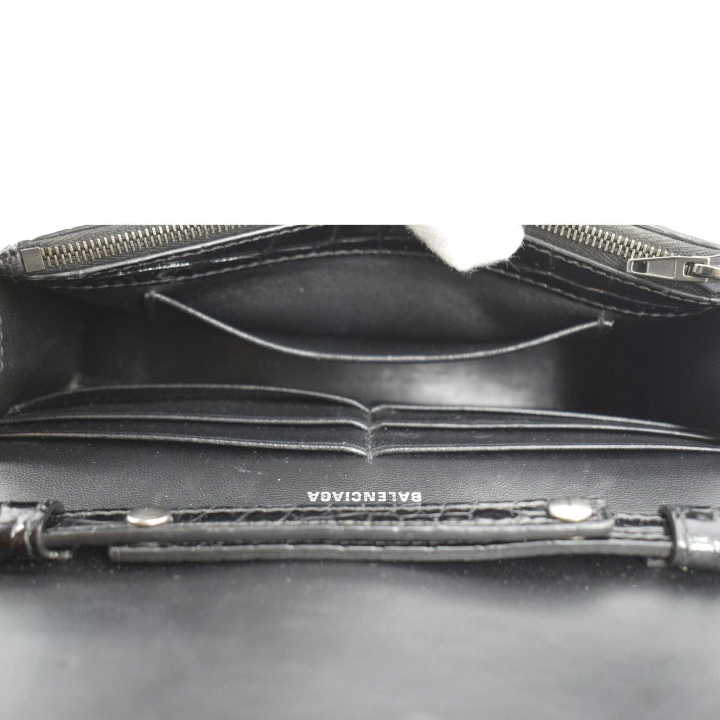 BALENCIAGA Hourglass Leather Chain Wallet Shoulder Bag Black