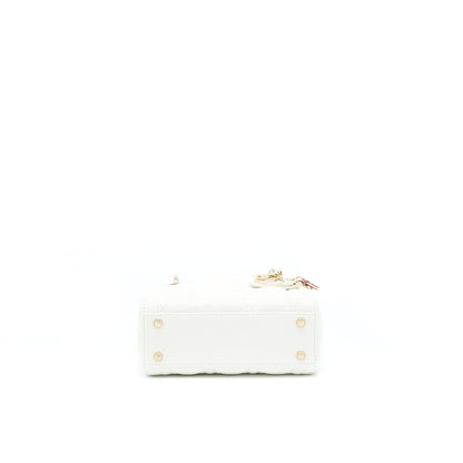 Dior Mini Lady Dior Tote Purse Lambskin White