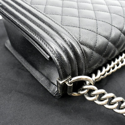 CHANEL Medium Boy Flap Caviar Quilted Leather Shoulder Bag Black