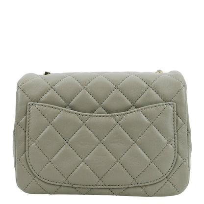 CHANEL CC Pearl Crush Mini Flap Quilted Lambskin Leather Shoulder Bag Light Grey