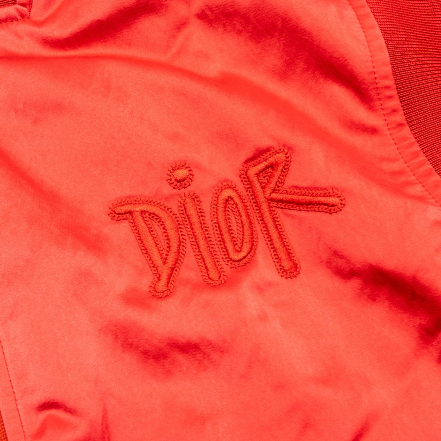 DIor Size 50 Shawn Stussy Limited Edition Zipped Bomber Jacket Polyamide Red