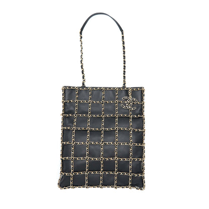 Chanel Cruise 2020 black chained Tote Bag Lambskin Black LGHW
