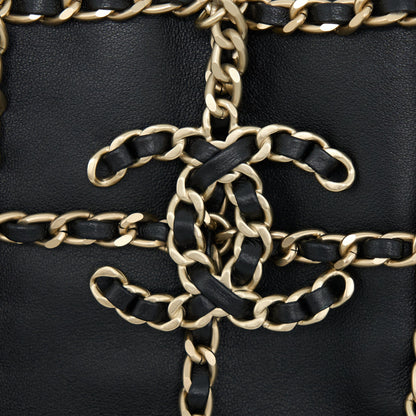 Chanel Cruise 2020 black chained Tote Bag Lambskin Black LGHW