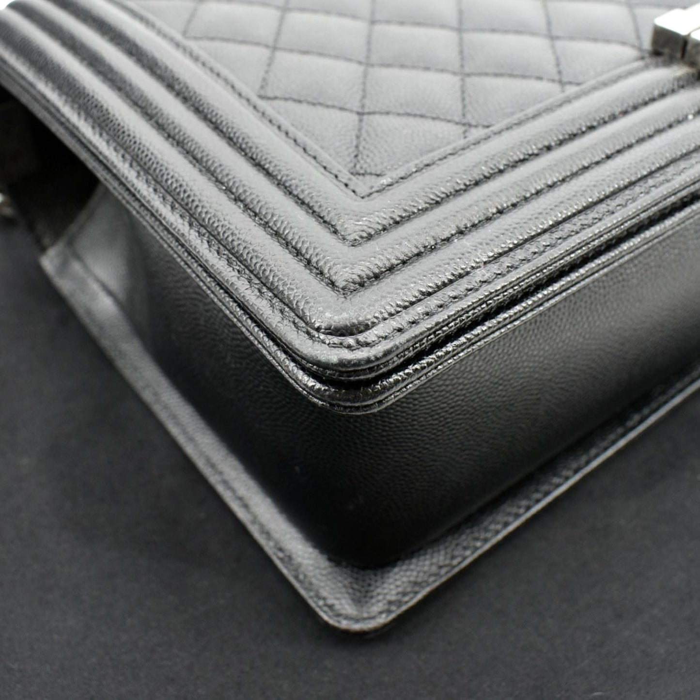 CHANEL Medium Boy Flap Caviar Quilted Leather Shoulder Bag Black