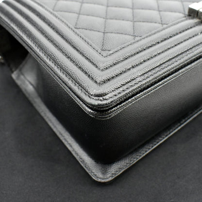CHANEL Medium Boy Flap Caviar Quilted Leather Shoulder Bag Black