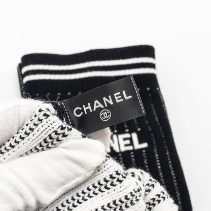 Chanel 24c CC Logo Gaiters Leg Warmers Cotton Black
