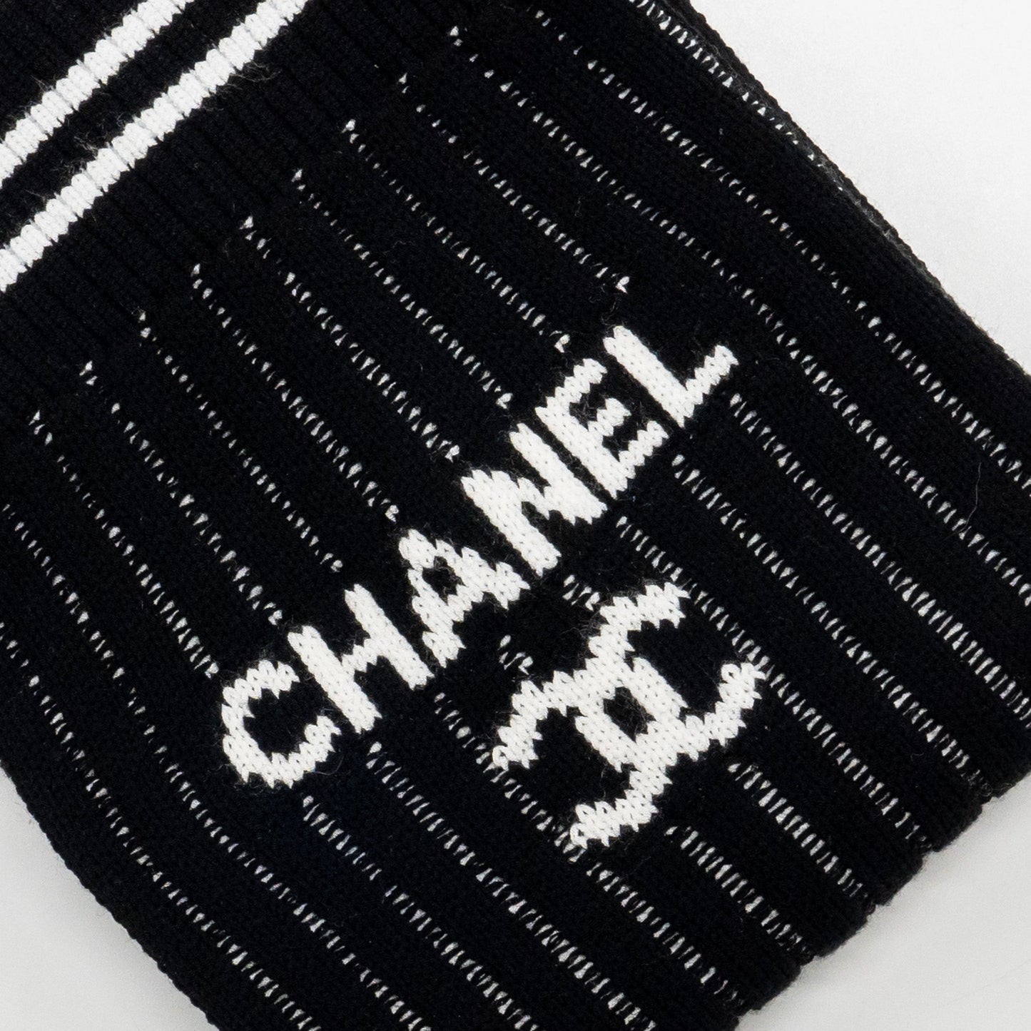 Chanel 24c CC Logo Gaiters Leg Warmers Cotton Black