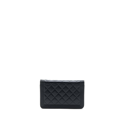 Chanel Boy Wallet On Chain Lambskin Black SHW